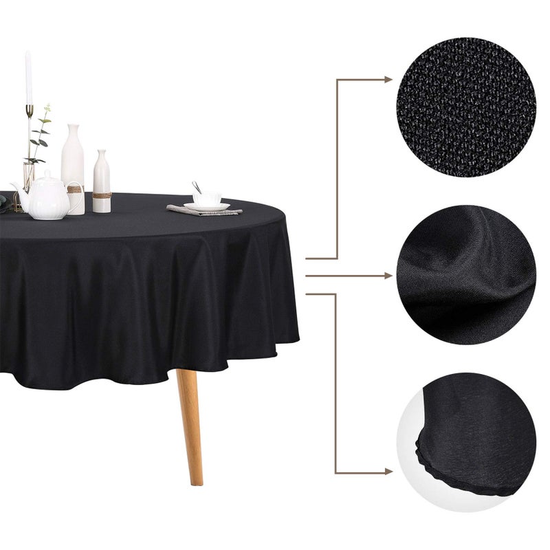 Ascoza 2pack 70 Inch Black Round Tablecloth in Polyester Fabric for Wedding/Banquet/Restaurant/Parties - Image 2
